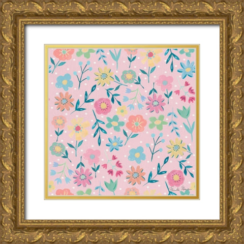 Happy Baby Pattern IB Gold Ornate Wood Framed Art Print with Double Matting by Zaman, Farida