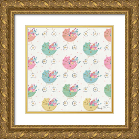 Happy Baby Pattern II Gold Ornate Wood Framed Art Print with Double Matting by Zaman, Farida