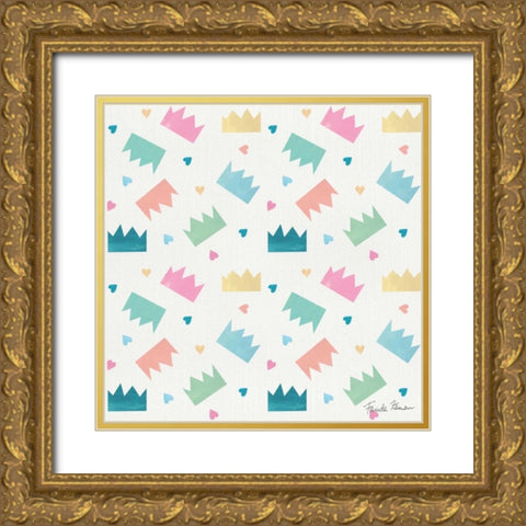 Happy Baby Pattern IV Gold Ornate Wood Framed Art Print with Double Matting by Zaman, Farida