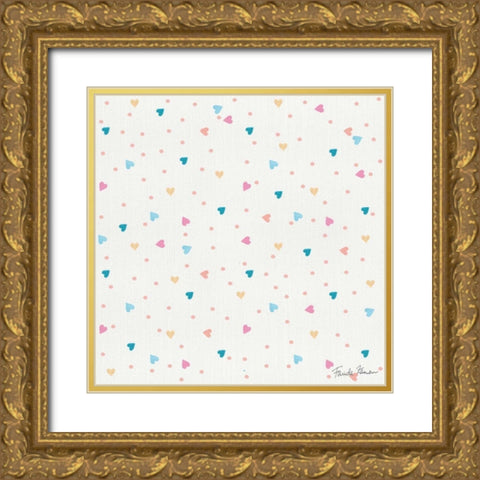 Happy Baby Pattern VA Gold Ornate Wood Framed Art Print with Double Matting by Zaman, Farida