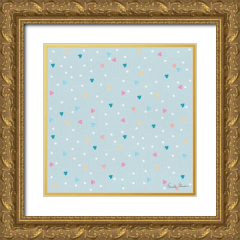 Happy Baby Pattern VC Gold Ornate Wood Framed Art Print with Double Matting by Zaman, Farida