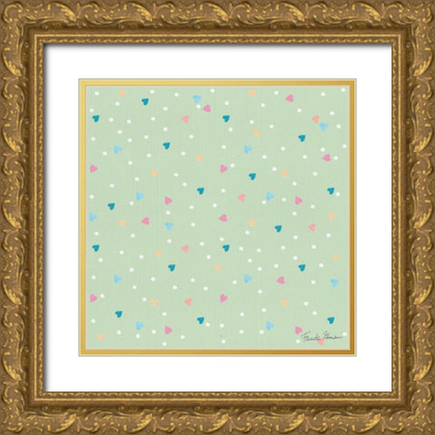 Happy Baby Pattern VD Gold Ornate Wood Framed Art Print with Double Matting by Zaman, Farida