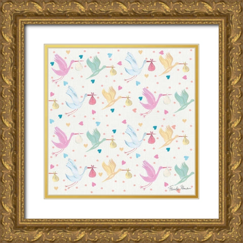 Happy Baby Pattern VI Gold Ornate Wood Framed Art Print with Double Matting by Zaman, Farida