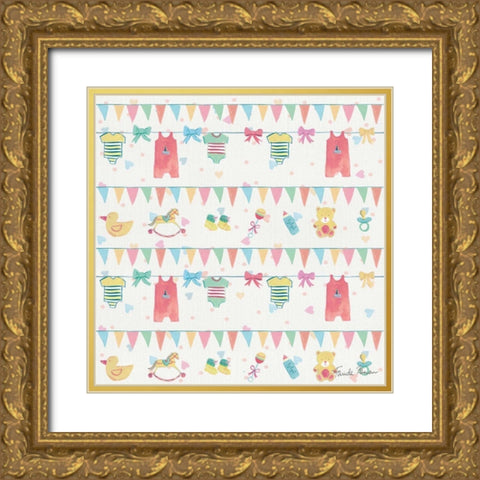Happy Baby Pattern VIIA Gold Ornate Wood Framed Art Print with Double Matting by Zaman, Farida