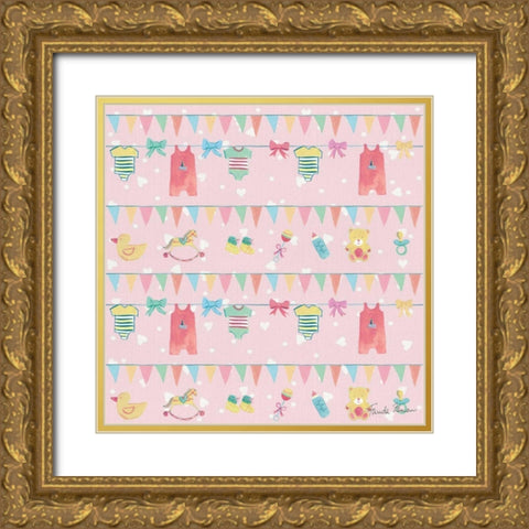 Happy Baby Pattern VIIB Gold Ornate Wood Framed Art Print with Double Matting by Zaman, Farida
