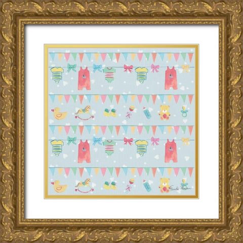 Happy Baby Pattern VIIC Gold Ornate Wood Framed Art Print with Double Matting by Zaman, Farida