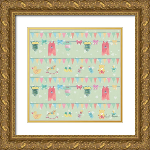 Happy Baby Pattern VIID Gold Ornate Wood Framed Art Print with Double Matting by Zaman, Farida