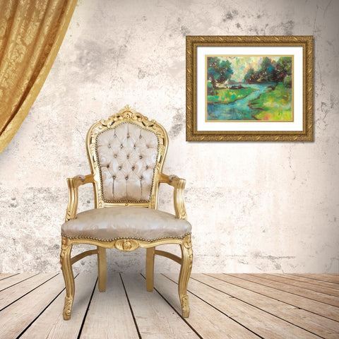 Landscape in the Park Gold Ornate Wood Framed Art Print with Double Matting by Vertentes, Jeanette