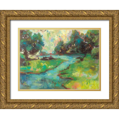 Landscape in the Park Gold Ornate Wood Framed Art Print with Double Matting by Vertentes, Jeanette