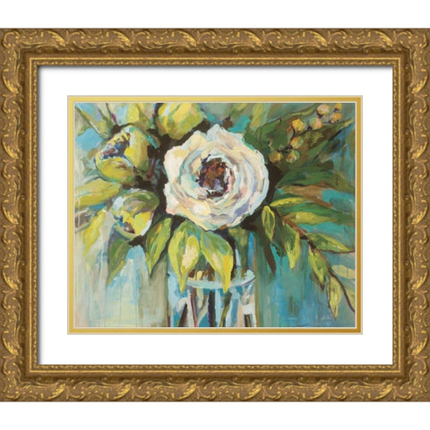 Aqua Solo Gold Ornate Wood Framed Art Print with Double Matting by Vertentes, Jeanette