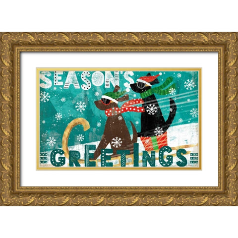 Merry Making II Gold Ornate Wood Framed Art Print with Double Matting by Charron, Veronique
