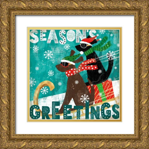 Merry Making IV Gold Ornate Wood Framed Art Print with Double Matting by Charron, Veronique