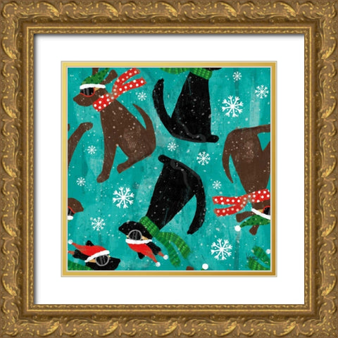 Merry Making Pattern IB Gold Ornate Wood Framed Art Print with Double Matting by Charron, Veronique