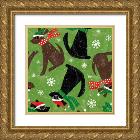 Merry Making Pattern IC Gold Ornate Wood Framed Art Print with Double Matting by Charron, Veronique