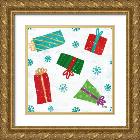 Merry Making Pattern IIIA Gold Ornate Wood Framed Art Print with Double Matting by Charron, Veronique
