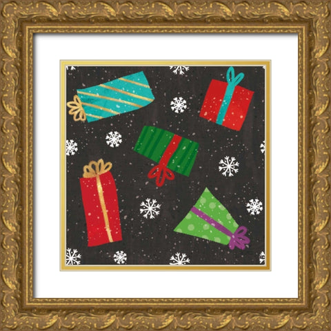 Merry Making Pattern IIIB Gold Ornate Wood Framed Art Print with Double Matting by Charron, Veronique