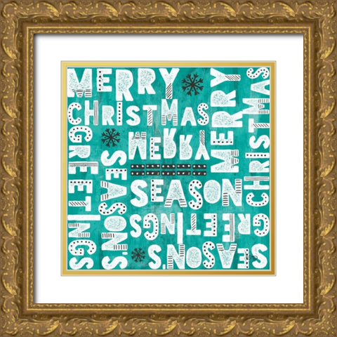Merry Making Pattern VB Gold Ornate Wood Framed Art Print with Double Matting by Charron, Veronique