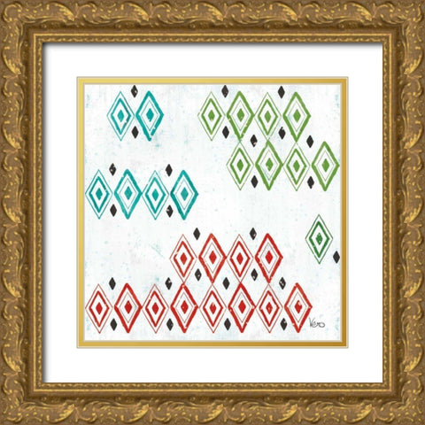 Merry Making Pattern VIA Gold Ornate Wood Framed Art Print with Double Matting by Charron, Veronique