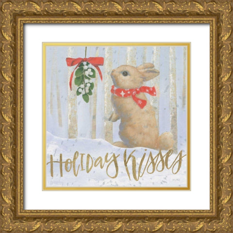 Christmas Critters Bright IV Gold Ornate Wood Framed Art Print with Double Matting by Adams, Emily