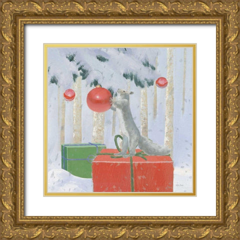 Christmas Critters Bright VII Gold Ornate Wood Framed Art Print with Double Matting by Adams, Emily