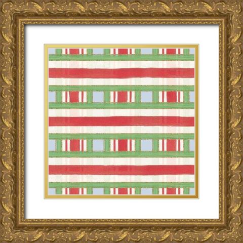 Christmas Critters Bright Pattern VIA Gold Ornate Wood Framed Art Print with Double Matting by Adams, Emily