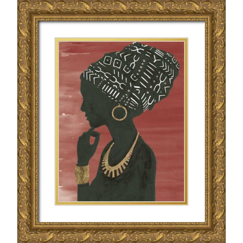 Graceful Majesty II Chili Gold Ornate Wood Framed Art Print with Double Matting by Adams, Emily