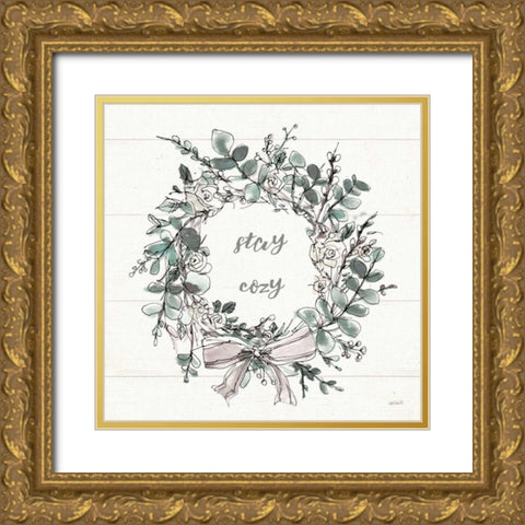 Modern Farmhouse VII Stay Cozy Gold Ornate Wood Framed Art Print with Double Matting by Tavoletti, Anne