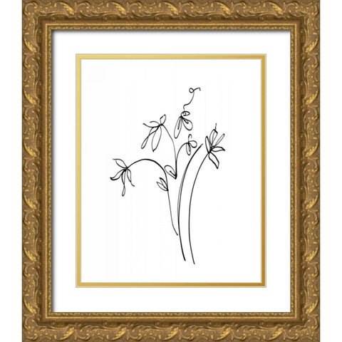 Ink Flowers 11 on White Gold Ornate Wood Framed Art Print with Double Matting by Tillmon, Avery