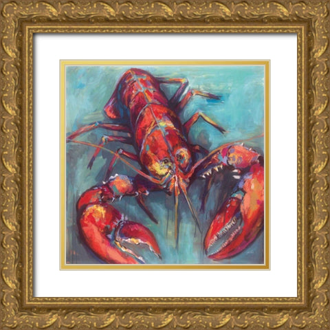 Lobster Gold Ornate Wood Framed Art Print with Double Matting by Vertentes, Jeanette