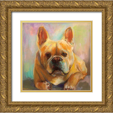 Frenchie Gold Ornate Wood Framed Art Print with Double Matting by Vertentes, Jeanette