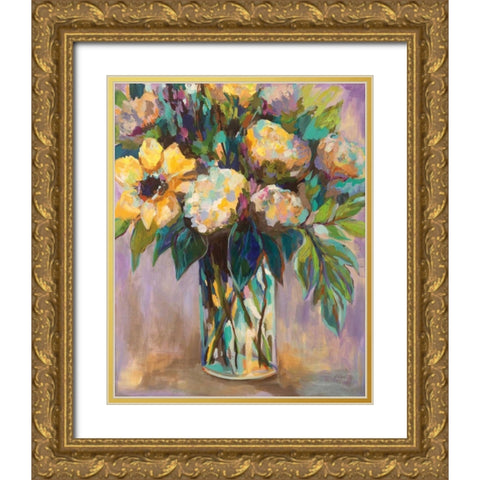 Summmer Floral Gold Ornate Wood Framed Art Print with Double Matting by Vertentes, Jeanette