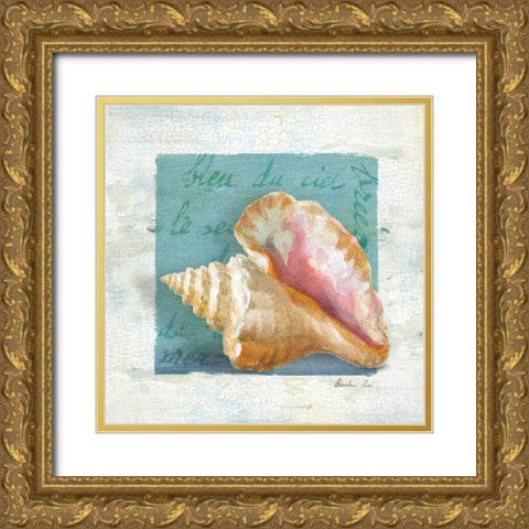 Shades of Blue IV Gold Ornate Wood Framed Art Print with Double Matting by Nai, Danhui