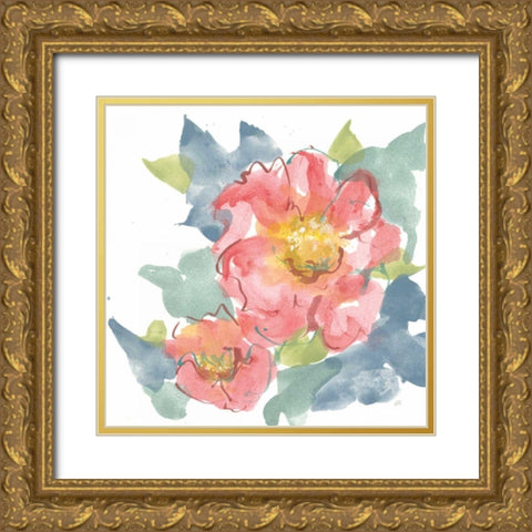 Peony in the Pink II on White Gold Ornate Wood Framed Art Print with Double Matting by Paschke, Chris