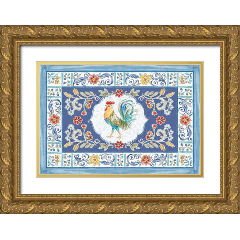 Morning Bloom I Blue Gold Ornate Wood Framed Art Print with Double Matting by Brissonnet, Daphne