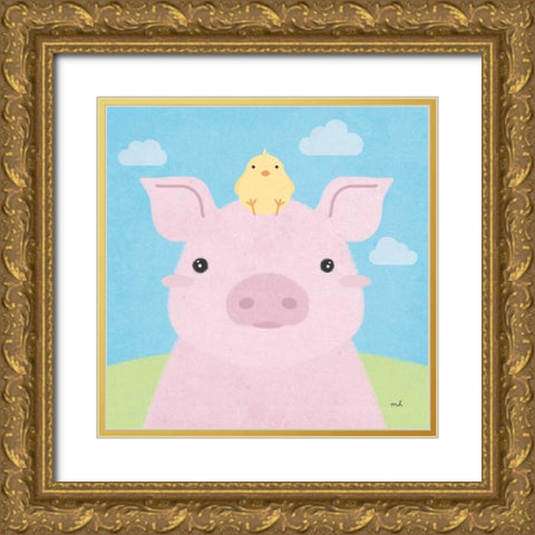 Barn Buddies II Gold Ornate Wood Framed Art Print with Double Matting by Hershey, Moira