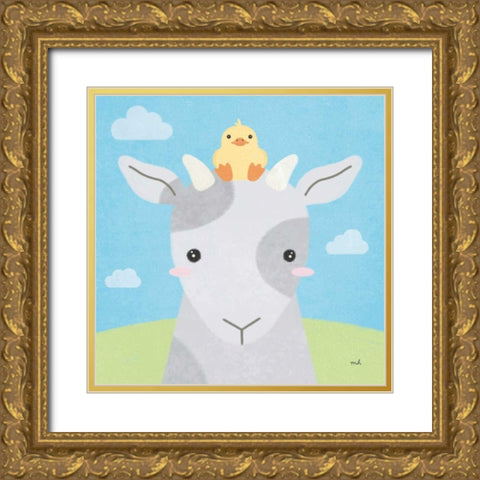 Barn Buddies IV Gold Ornate Wood Framed Art Print with Double Matting by Hershey, Moira