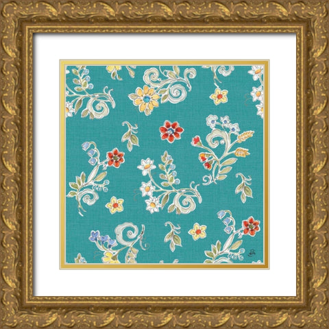 Morning Bloom Pattern IIB Gold Ornate Wood Framed Art Print with Double Matting by Brissonnet, Daphne