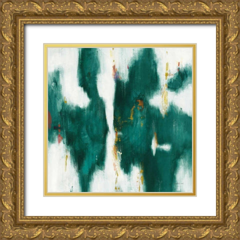 Green Texture I Gold Ornate Wood Framed Art Print with Double Matting by Nai, Danhui