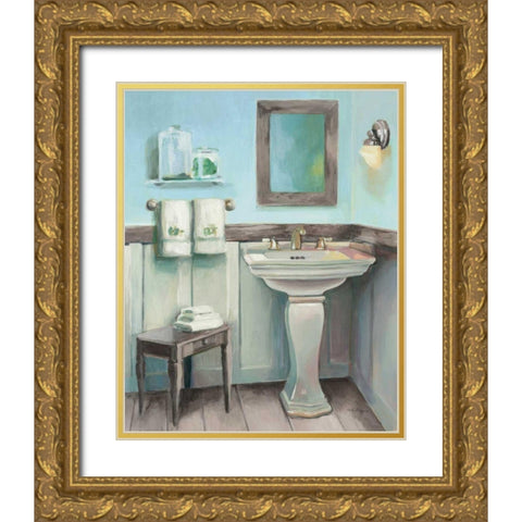 Cottage Sink Gray Gold Ornate Wood Framed Art Print with Double Matting by Hageman, Marilyn