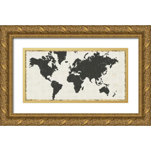Kami Map No Patterns Gold Ornate Wood Framed Art Print with Double Matting by Lovell, Kathrine