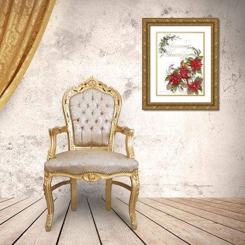 Holiday Happiness VI Greetings Gold Ornate Wood Framed Art Print with Double Matting by McKenna, Kathleen Parr