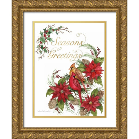 Holiday Happiness VI Greetings Gold Ornate Wood Framed Art Print with Double Matting by McKenna, Kathleen Parr