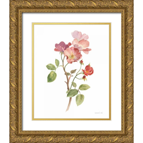 Sprigs of Summer I on White Gold Ornate Wood Framed Art Print with Double Matting by Nai, Danhui