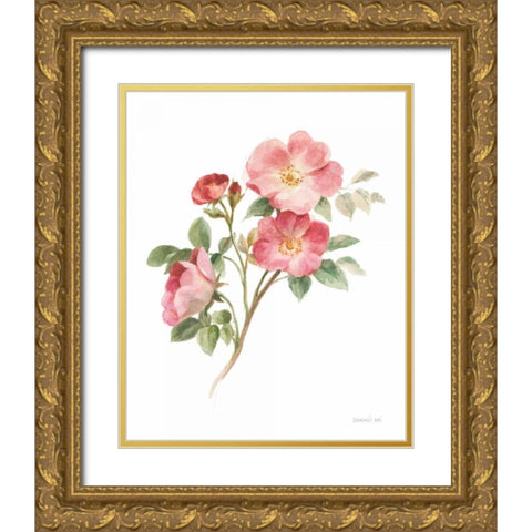 Sprigs of Summer II on White Gold Ornate Wood Framed Art Print with Double Matting by Nai, Danhui