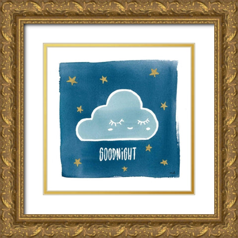 Night Sky Goodnight Gold Ornate Wood Framed Art Print with Double Matting by Hershey, Moira