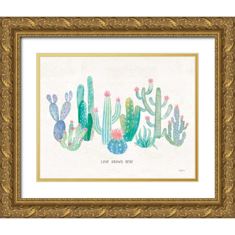 Bohemian Cactus I Love Gold Ornate Wood Framed Art Print with Double Matting by Urban, Mary