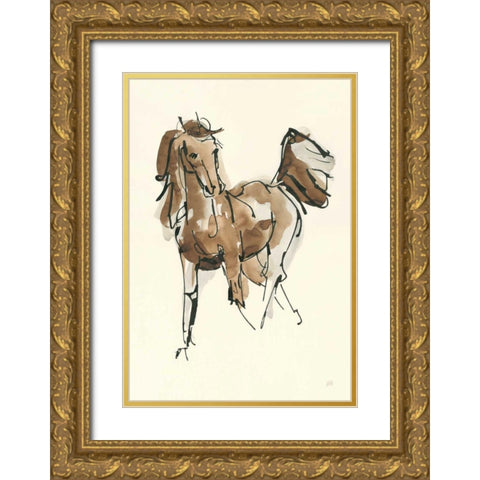 Sketchy Horse VI Gold Ornate Wood Framed Art Print with Double Matting by Paschke, Chris
