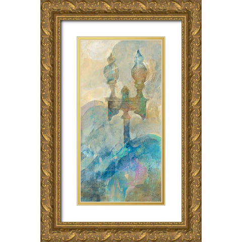 Twilight Paris Gold Ornate Wood Framed Art Print with Double Matting by Hristova, Albena