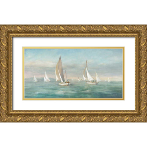 Weekend Sail Gold Ornate Wood Framed Art Print with Double Matting by Nai, Danhui