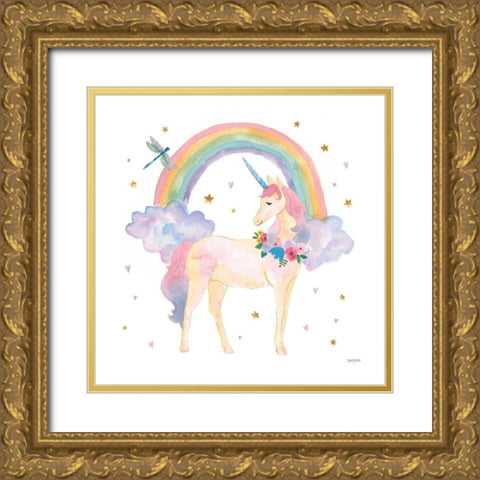 Magical Friends I Dragonfly Gold Ornate Wood Framed Art Print with Double Matting by Jackson, Jenaya